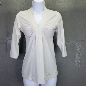 Patagonia Respite Top Women's XS Well Worn Gray Stretch Ruched Front 3/4 Sleeve